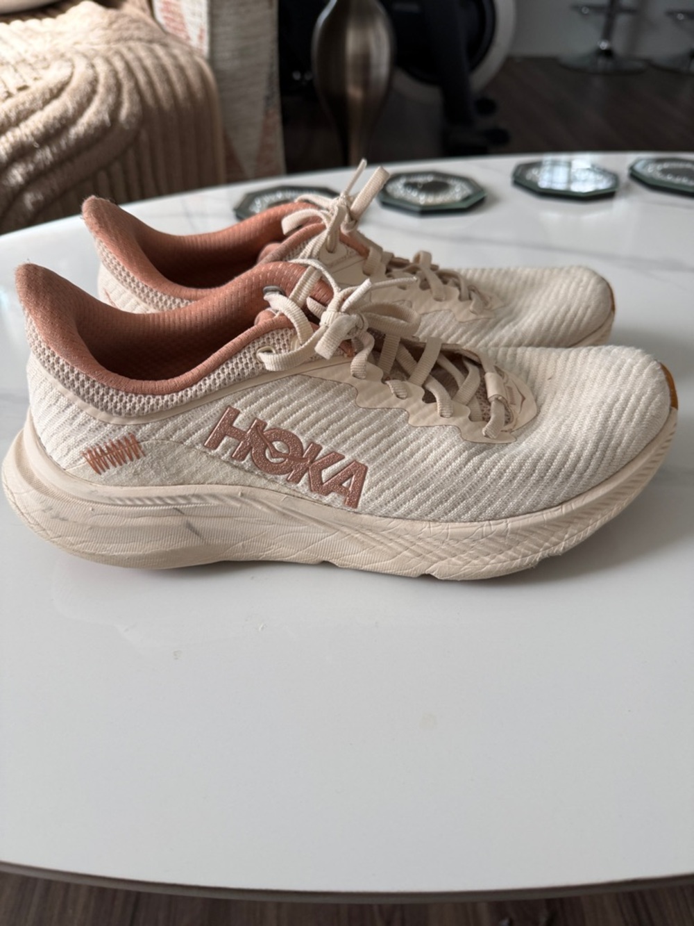 Hoka Women's Running Shoes in Cream and Blush size 8.5 - Picture 4 of 12